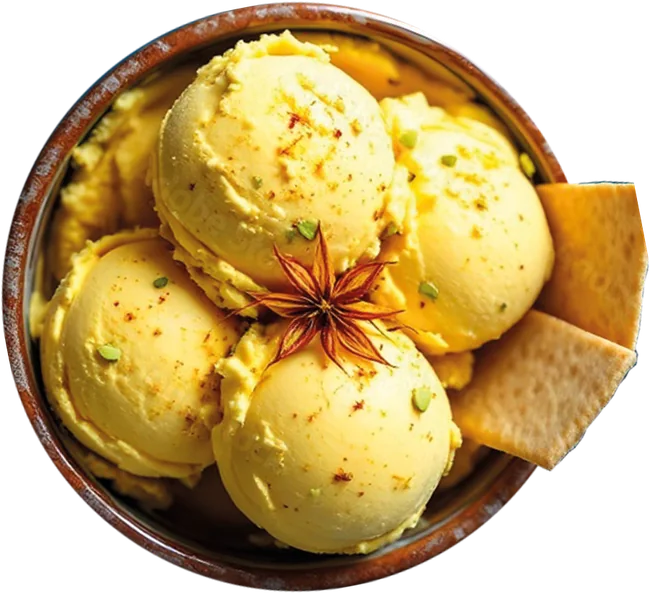 Persisches Safran-Eis mit Pistazien und Waffeln